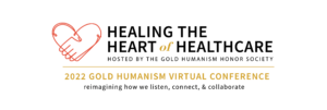 Gold conference logo that says Healing the Heart of Healthcare