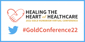 2022 Gold Conference logo with #GoldConference22 and blue Twitter bird