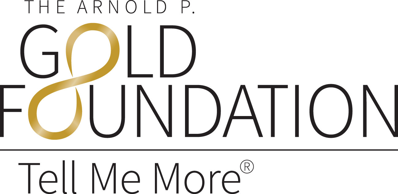 Gold Foundation logo with "Tell Me More" written under the words "The Arnold P. Gold Foundation."